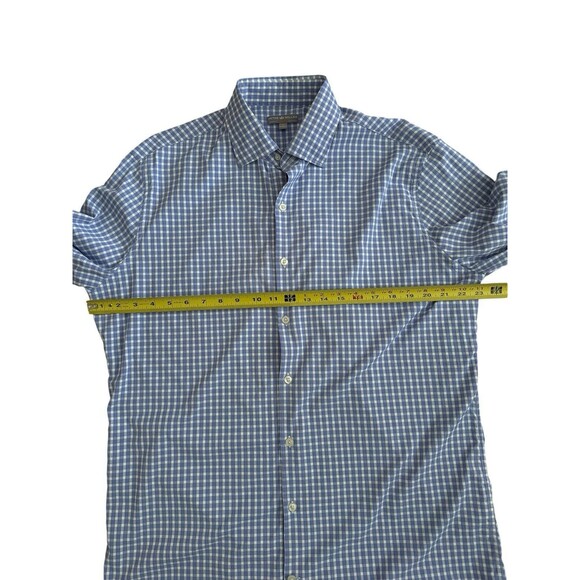 Peter Millar Wicking Blue Gingham Check Button Down Size Large - Picture 5 of 6